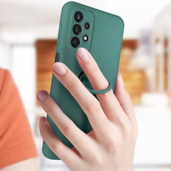 Silikonfodral för Samsung A23 5G Soft touch Flexibel med stödring grön
