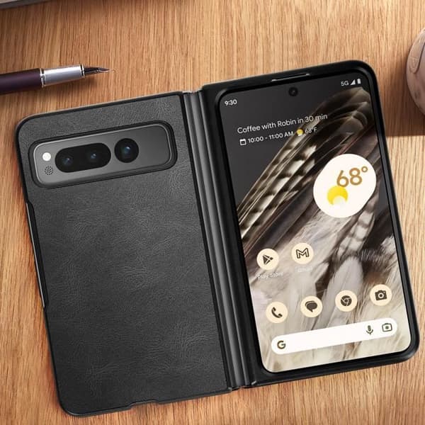 Hårt skyddsfodral för Google Pixel Fold - AVIZAR - Svart - Syntet - Mjuk beläggning