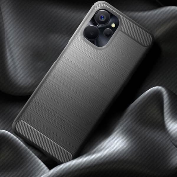 Fodral till Realme 9i 5G - AVIZAR - Svart - Borstad koleffekt - Skydd mot stötar och repor