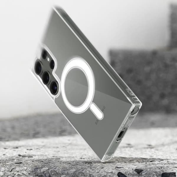 MagSafe Fodral till Samsung Galaxy S23 Ultra - AVIZAR - Gel Silikon - Genomskinlig - Förstärkta hörn