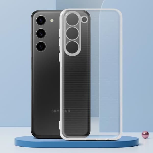 Fodral till Samsung S23 Plus - AVIZAR - Genomskinlig silikon - Kameraskydd