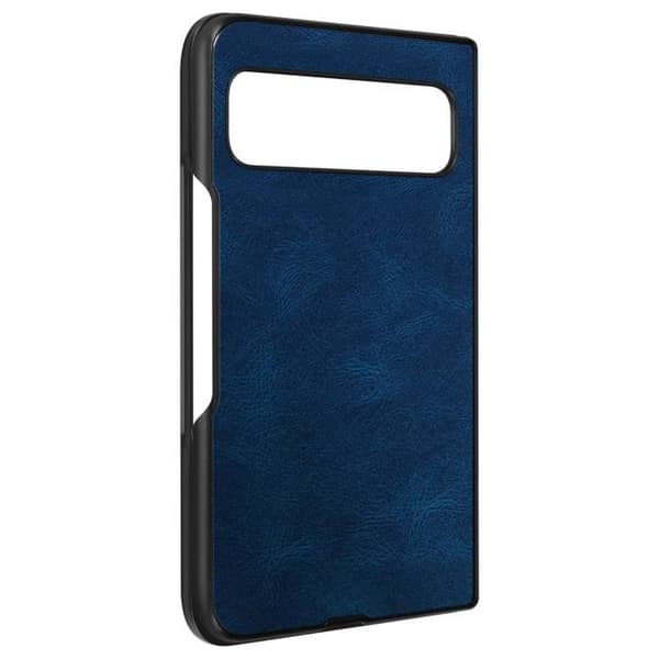 Hårt skyddsfodral i mörkblått läderimitation för Google Pixel Fold - AVIZAR