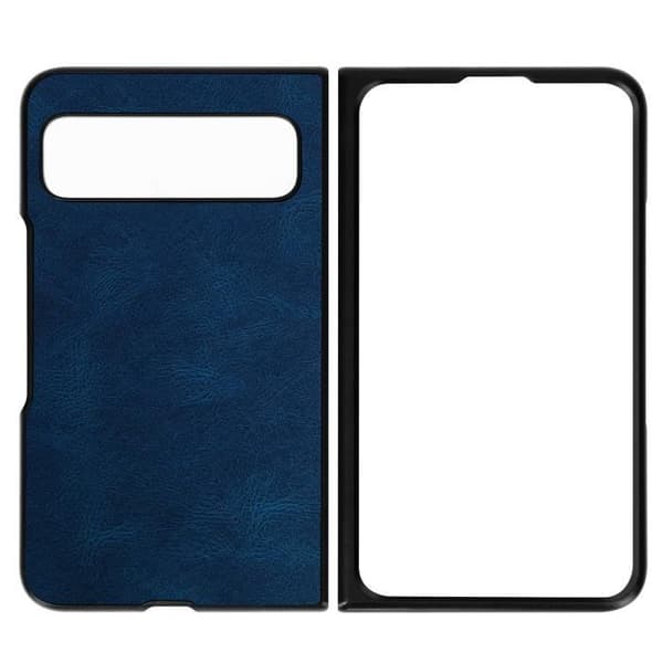 Hårt skyddsfodral i mörkblått läderimitation för Google Pixel Fold - AVIZAR