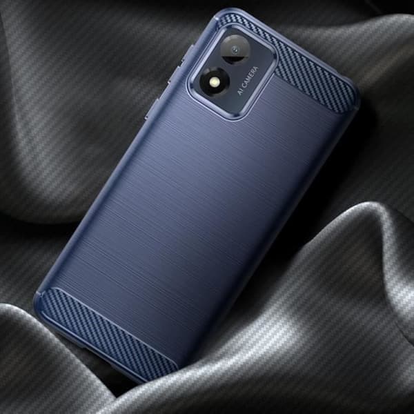 Fodral till Motorola Moto E13 - AVIZAR - Stel - Blå - Borstad koleffekt