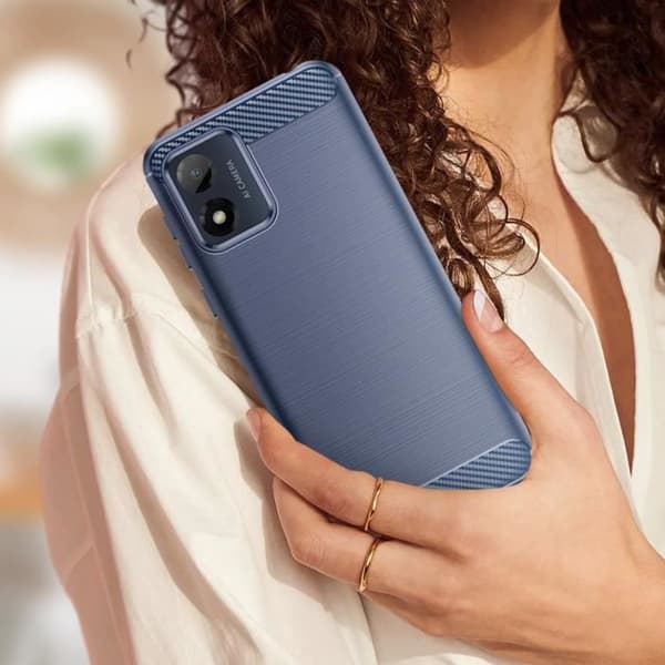 Fodral till Motorola Moto E13 - AVIZAR - Stel - Blå - Borstad koleffekt
