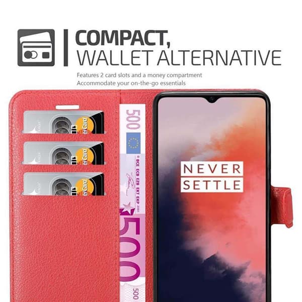 OnePlus 7T Suojakotelo Lompakkokotelo Matkapuhelinkotelo Suojakuori jossa magneettisuljenta, jalusta-toiminto ja korttitasku