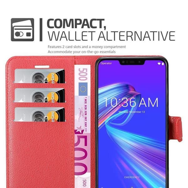 Asus ZenFone MAX M2 Suojakotelo Lompakkokotelo Matkapuhelinkotelo Suojakuori jossa magneettisuljenta, jalusta-toiminto ja korttitasku
