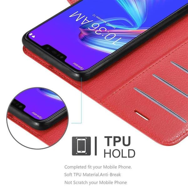 Asus ZenFone MAX M2 Suojakotelo Lompakkokotelo Matkapuhelinkotelo Suojakuori jossa magneettisuljenta, jalusta-toiminto ja korttitasku