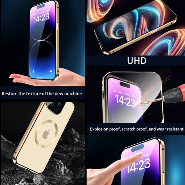 Dubbelsidigt spänne HD telefonfodral med linsskydd för iPhone iPhone 13 Pro