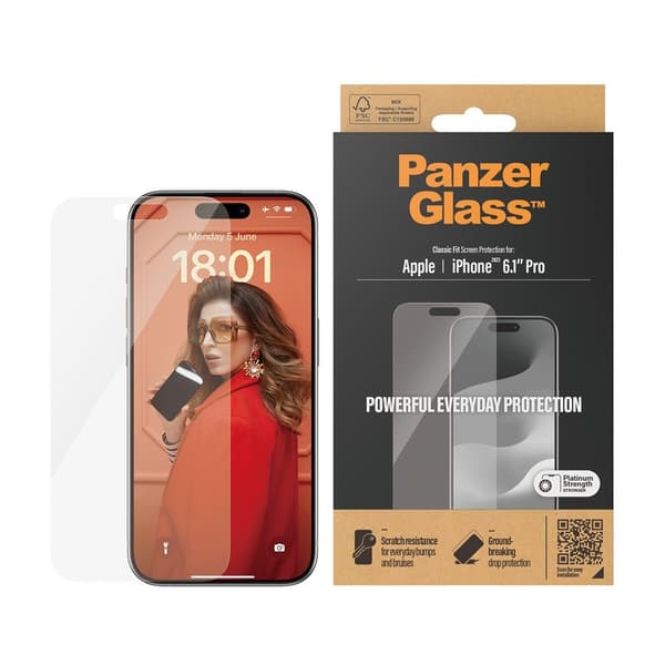 PanzerGlass iPhone 15 Pro Skærmbeskytter Classic Fit