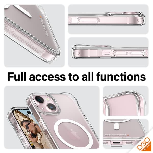 PanzerGlass iPhone 15 Kuori HardCase MagSafe D3O Läpinäkyvä Kirkas