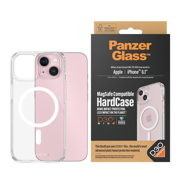 PanzerGlass iPhone 15 Kuori HardCase MagSafe D3O Läpinäkyvä Kirkas