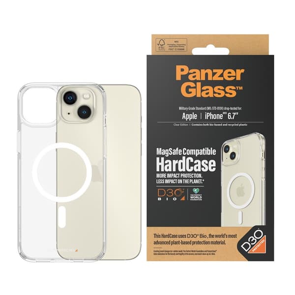 PanzerGlass iPhone 15 Plus Kuori HardCase MagSafe D3O Läpinäkyvä Kirkas