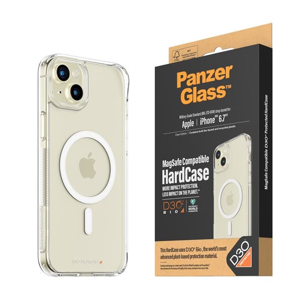 PanzerGlass iPhone 15 Plus Kuori HardCase MagSafe D3O Läpinäkyvä Kirkas