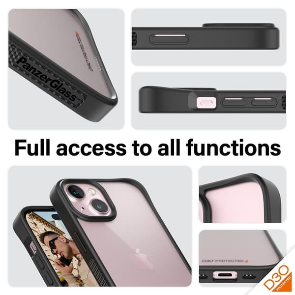 PanzerGlass iPhone 15 Skal ClearCase D3O Svart