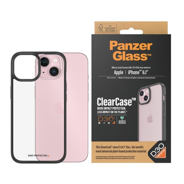 PanzerGlass iPhone 15 Skal ClearCase D3O Svart