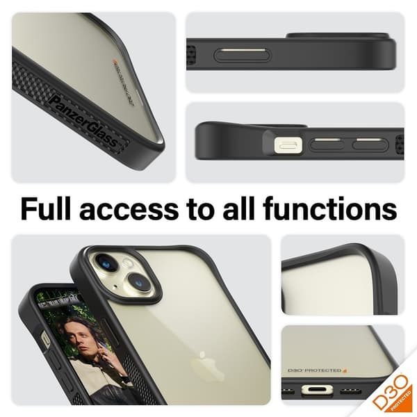 PanzerGlass iPhone 15 Plus Kuori ClearCase D3O Musta