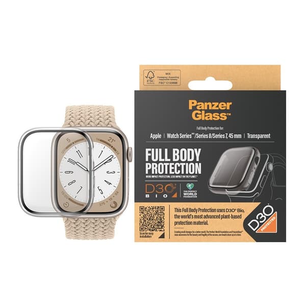 PanzerGlass Apple Watch 45mm Kuori Näytönsuoja Full Body Protector Läpinäkyvä Kirkas