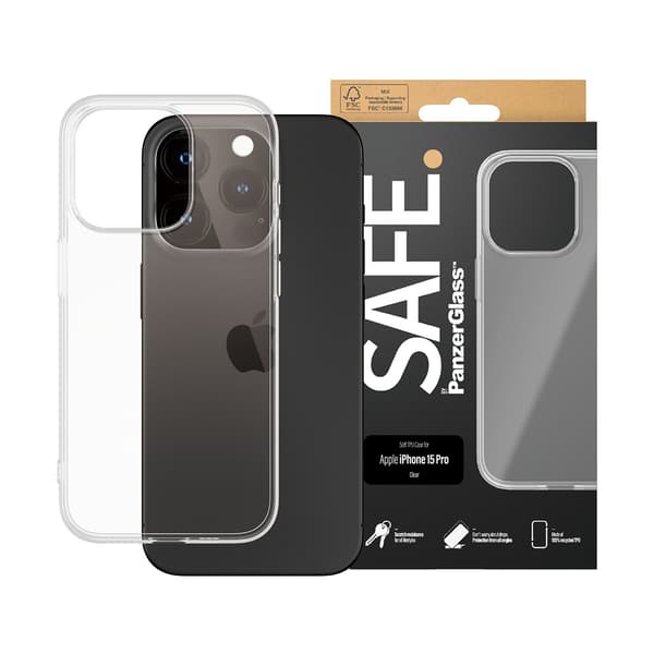 SAFE. by PanzerGlass iPhone 15 Pro Kuori Soft TPU Case Läpinäkyvä Kirkas