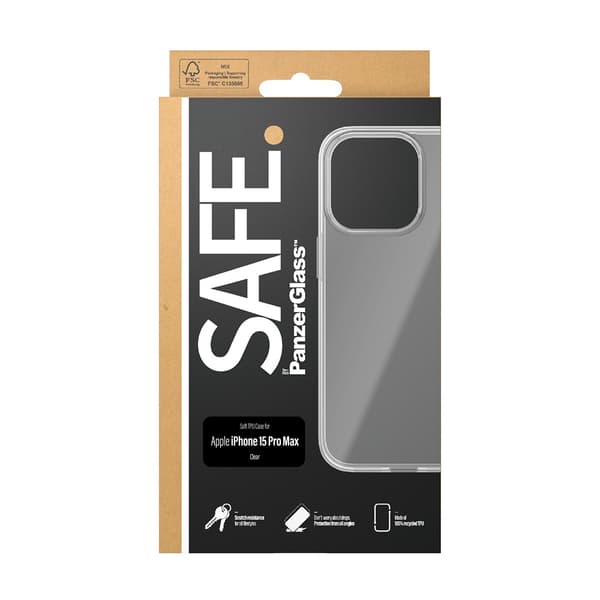 SAFE. by PanzerGlass iPhone 15 Pro Max Kuori Soft TPU Case Läpinäkyvä Kirkas