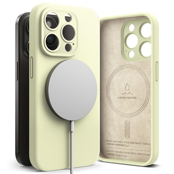 Ringke iPhone 15 Pro Skal Silicone Magnetic Sunny Lime