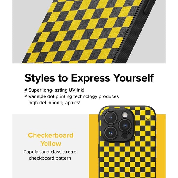 Ringke iPhone 15 Pro Kuori Onyx Design Checkerboard Yellow