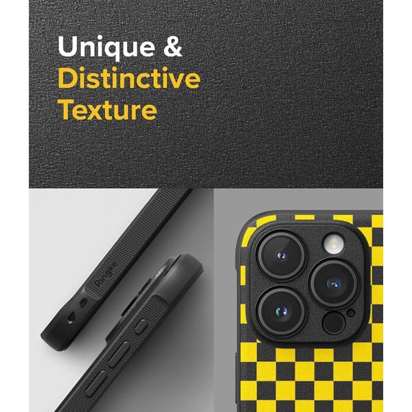 Ringke iPhone 15 Pro Kuori Onyx Design Checkerboard Yellow