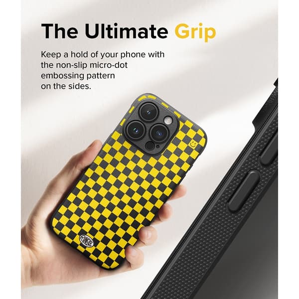 Ringke iPhone 15 Pro Kuori Onyx Design Checkerboard Yellow