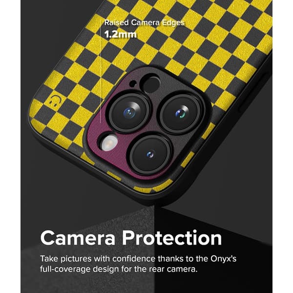 Ringke iPhone 15 Pro Kuori Onyx Design Checkerboard Yellow