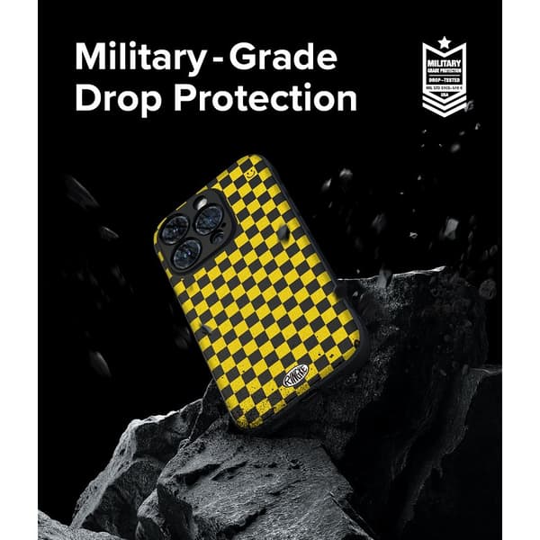 Ringke iPhone 15 Pro Kuori Onyx Design Checkerboard Yellow