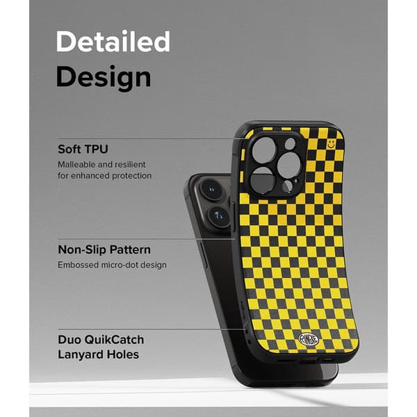 Ringke iPhone 15 Pro Kuori Onyx Design Checkerboard Yellow