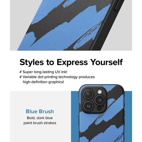 Ringke iPhone 15 Pro Skal Onyx Design Blue Brush