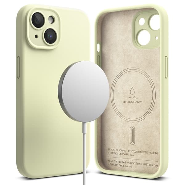 Ringke iPhone 15 Plus Kuori Silicone Magnetic Sunny Lime