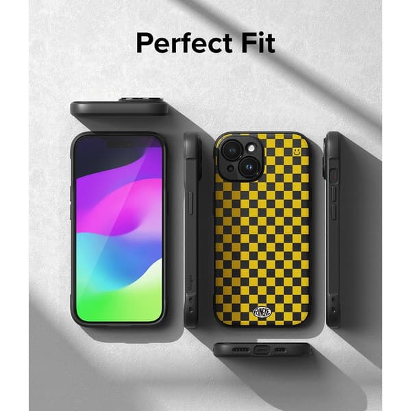 Ringke iPhone 15 Skal Onyx Design Checkerboard Yellow