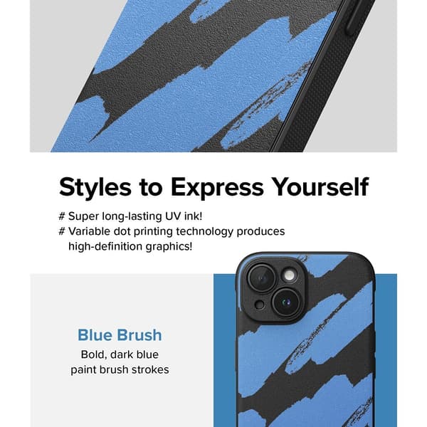 Ringke iPhone 15 Kuori Onyx Design Blue Brush
