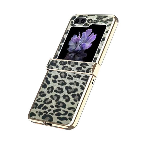 Leopard Case Samsung Galaxy Z Flip 5 - Silver White