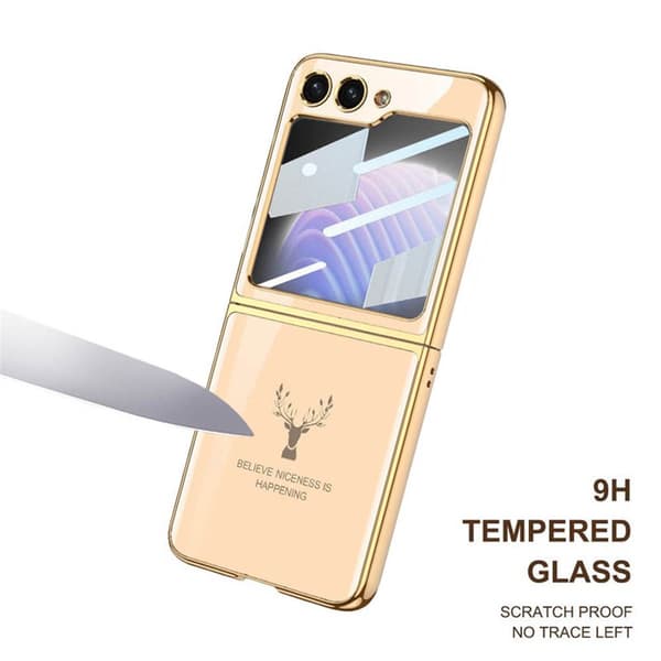 Elk Glass Case Samsung Galaxy Z Flip 5 - Beige