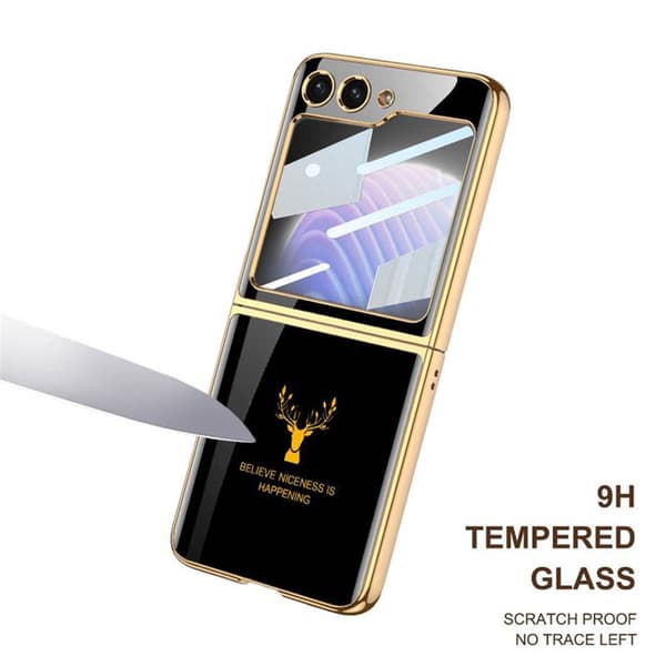Elk Glass Case Samsung Galaxy Z Flip 5 - Musta