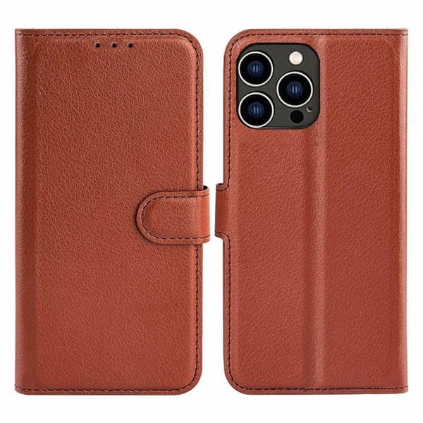 iPhone 15 Ultra Plånboksfodral med stativ - Brun