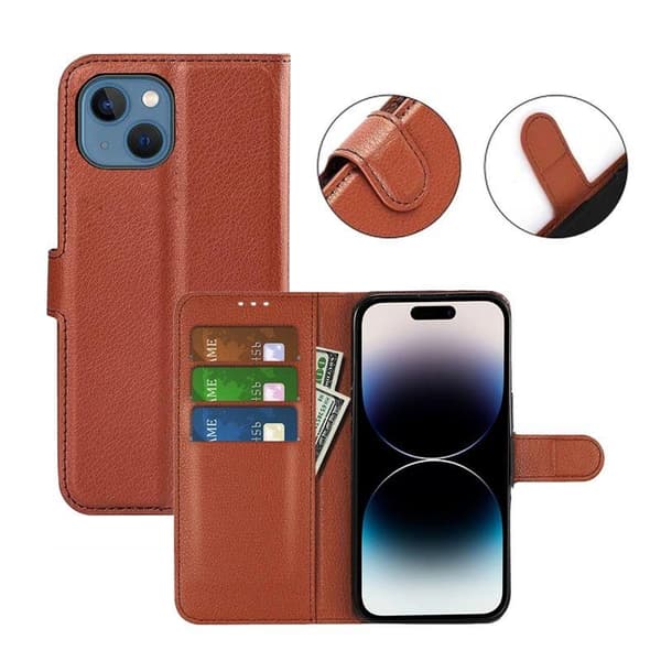 iPhone 15 Plånboksfodral med stativ - Brun