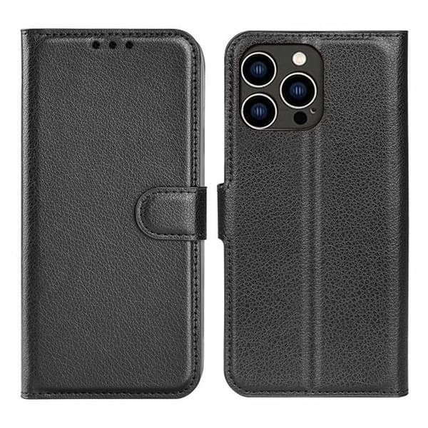 iPhone 15 Ultra Plånboksfodral med stativ - Svart