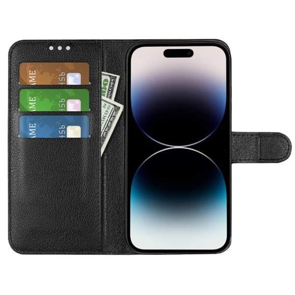 iPhone 15 Plånboksfodral med stativ - Svart