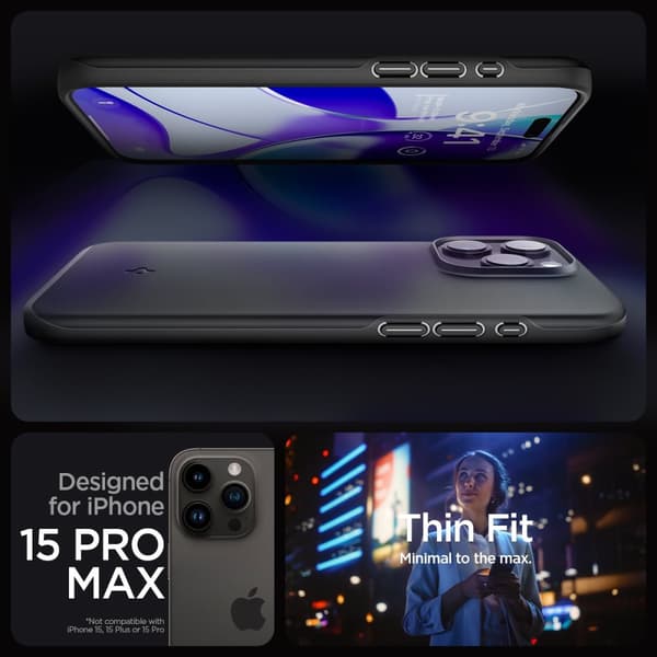 Spigen iPhone 15 Pro Max Skal Thin Fit Svart