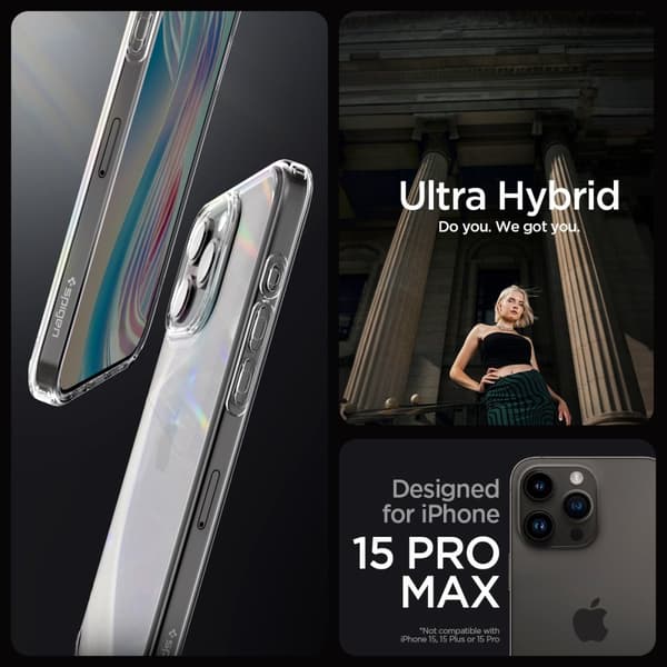 Spigen iPhone 15 Pro Max Cover Ultra Hybrid Crystal Clear