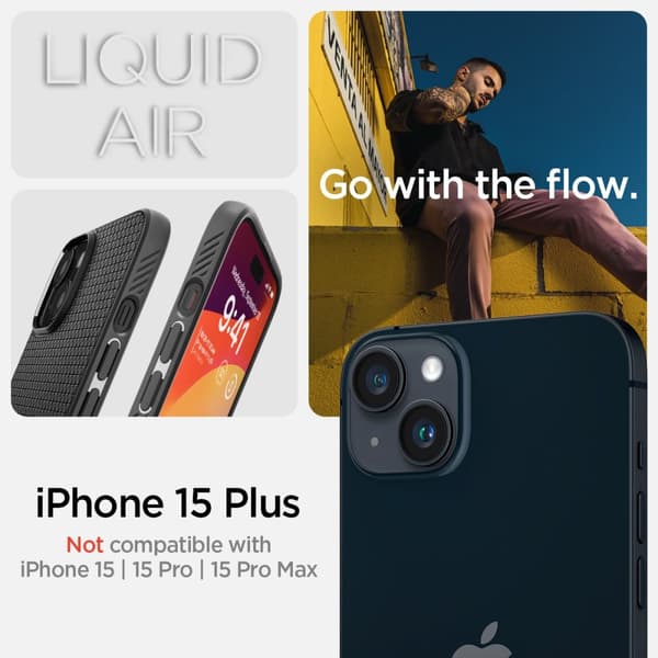 Spigen iPhone 15 Plus Cover Liquid Air Matte Black
