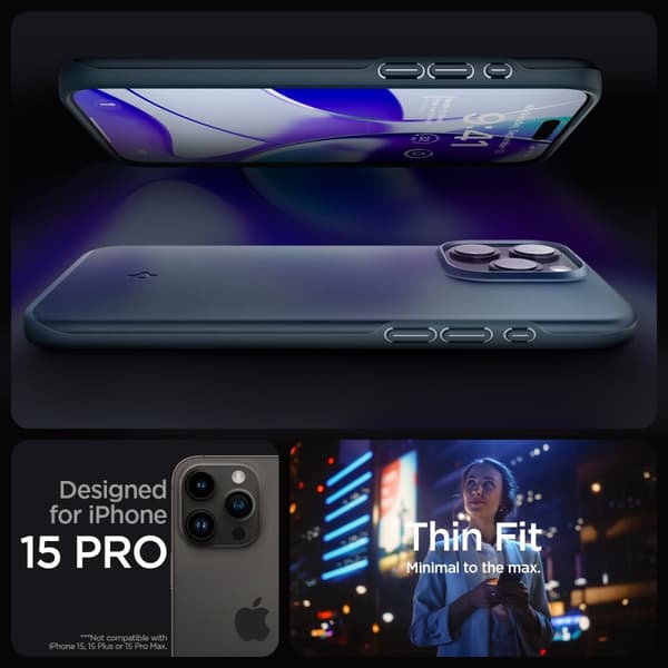 Spigen iPhone 15 Pro Cover Thin Fit Metal Slate
