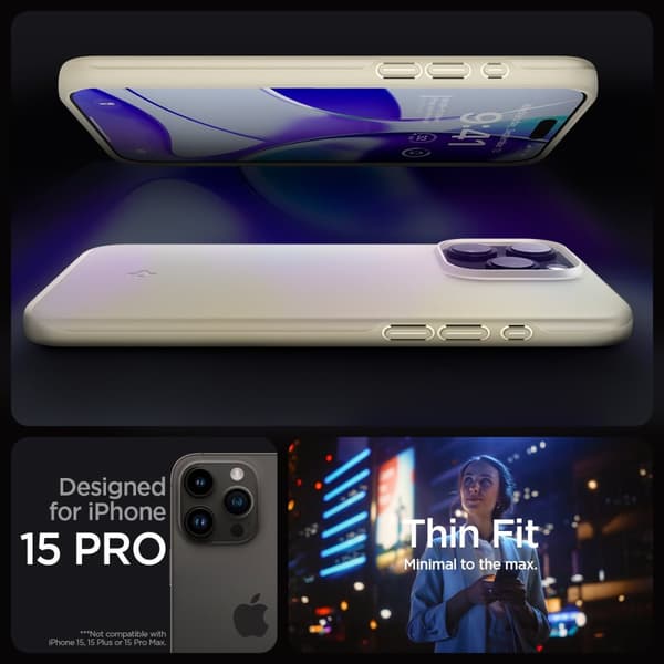 Spigen iPhone 15 Pro Cover Thin Fit Mute Beige