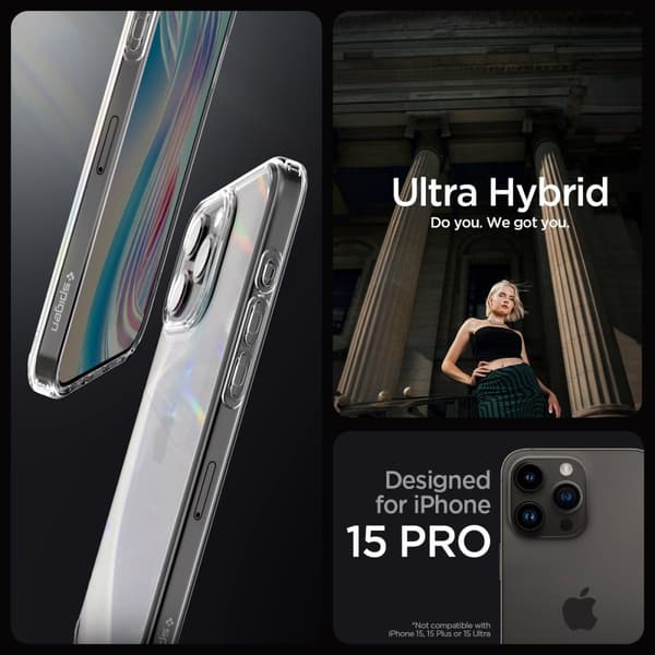 Spigen iPhone 15 Pro Cover Ultra Hybrid Crystal Clear