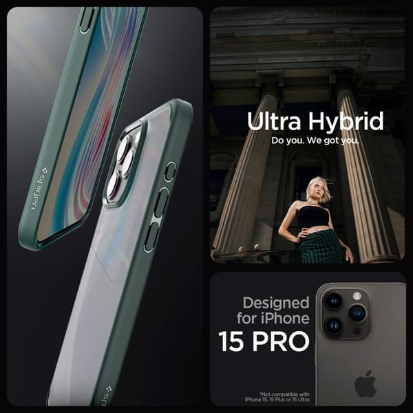 Spigen iPhone 15 Pro Skal Ultra Hybrid Frost Green