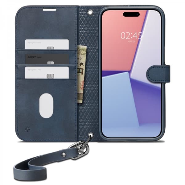 Spigen iPhone 15 Pro Etui Wallet S Pro Navy